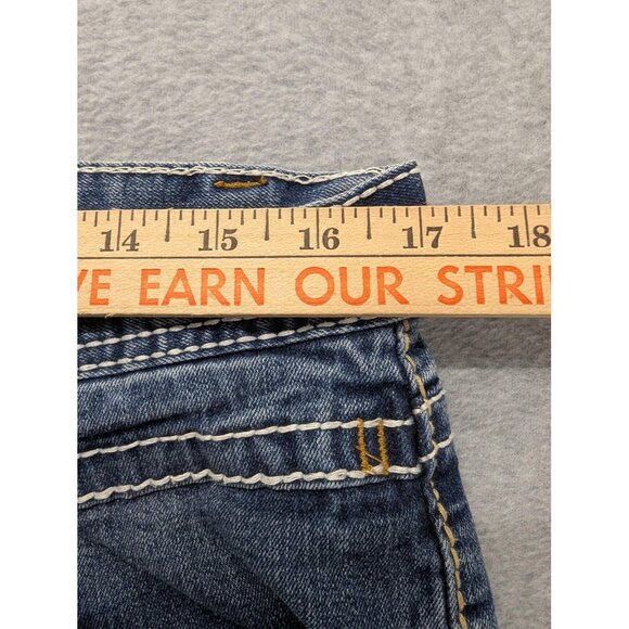 True Luck Jeans Mens 34x30 Blue Straight Leg Denim Contrast Stitch Embroidered - Picture 5 of 15